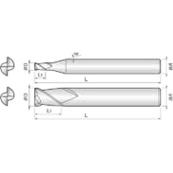 VHM Fräser G-TAC beschichtet 2LCE020080S04 mit G-TAC Beschichtung 2mm Durchmesser-Beschreibung lesen