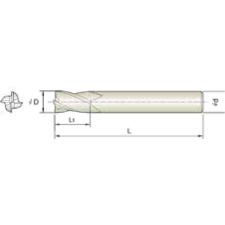 Schaftfräser 4WCE035100S06 mit TISIN Beschichtung 3,5mm Durchmesser 50mm Länge-Beschreibung lesen