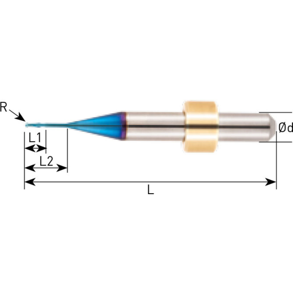VHM Schaftfräser IMB für Kobalt-Chrom und Titanium 2IMB010100650 mit ULTRA-X Beschichtung 1mm Durchmesser-Beschreibung lesen