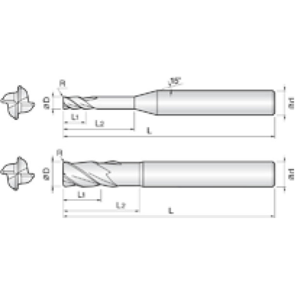 Eckradiusfräser Diamant beschichtet 4DLR020002035 mit Diamond Beschichtung 2mm Durchmesser-Beschreibung lesen