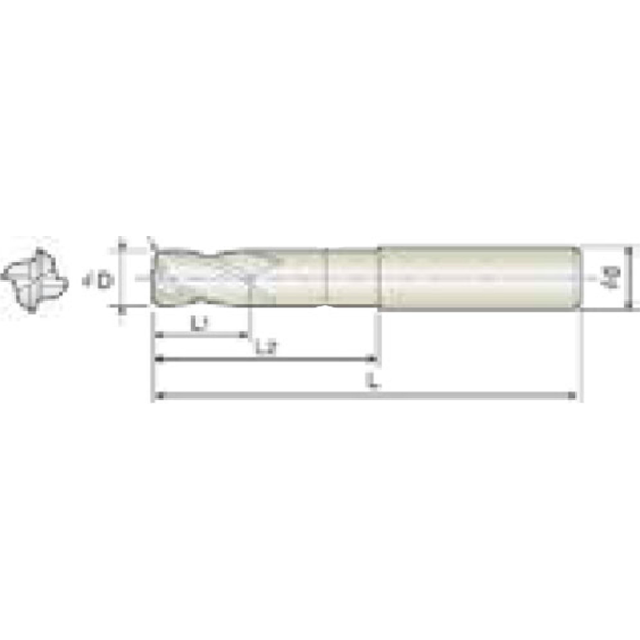 VHM Eckradiusfräser 4WCR060015060 mit TISIN Beschichtung 6mm Durchmesser 60mm Länge-Beschreibung lesen