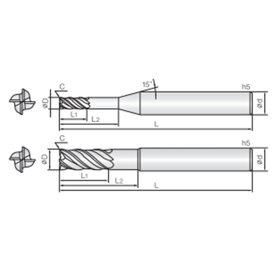 VHM Schaftfräser High Speed 4MLE040210S06 mit HR Beschichtung 4mm Durchmesser-Beschreibung lesen