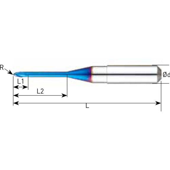 VHM Schaftfräser ZIB für Kobalt-Chrome und Titanium 2ZIB020180650 mit ULTRA-X Beschichtung 2mm Durchmesser-Beschreibung lesen