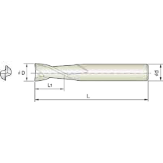 Schaftfräser 2WCE004006S04 mit TISIN Beschichtung 0,4mm Durchmesser 40mm Länge-Beschreibung lesen