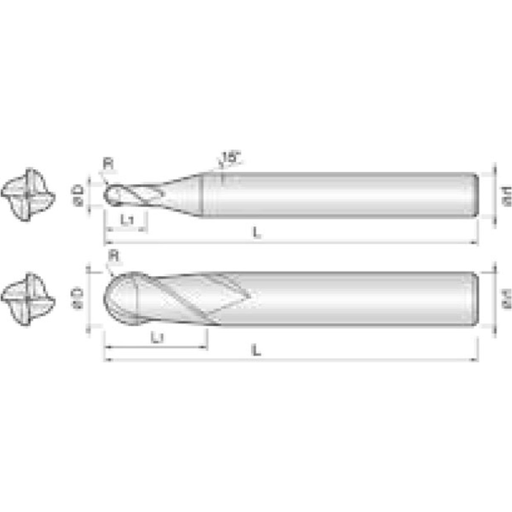 VHM Kugelfräser High Speed 4SCB040080S06 mit TISIN Beschichtung 4mm Durchmesser-Beschreibung lesen