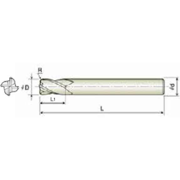 VHM Eckradiusfräser 4KNR120020130 mit TISIN Beschichtung 12mm Durchmesser 130mm Länge-Beschreibung lesen