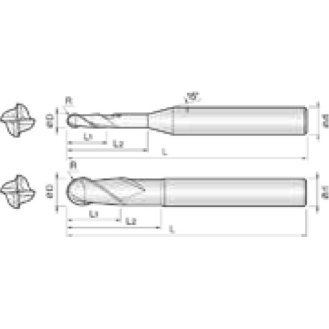 VHM Kugelfräser Diamant beschichtet 4DBL015450S04 mit DIA Beschichtung 1,5mm Durchmesser-Beschreibung lesen