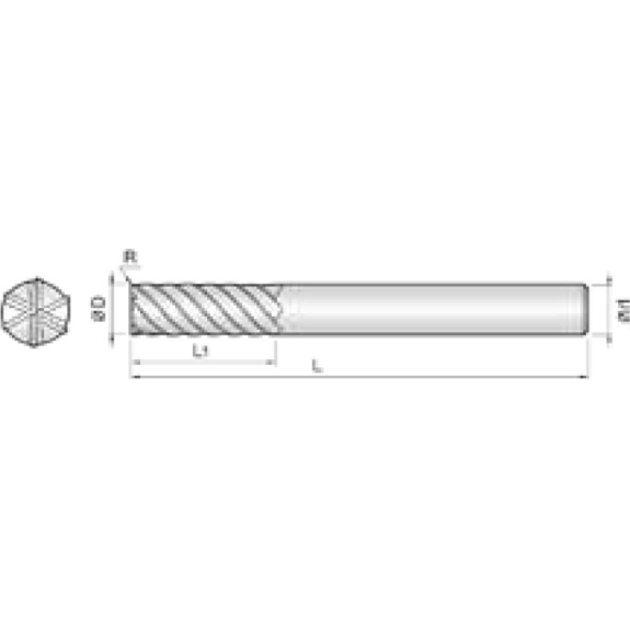 VHM Eckradiusfräser lang 6HCR040003060 mit TISIN Beschichtung 4mm Durchmesser-Beschreibung lesen