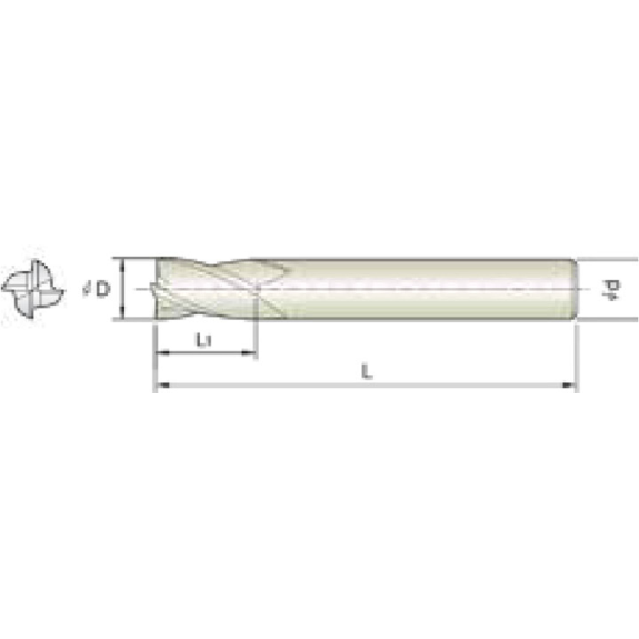 Schaftfräser 4WCE040120S06 mit TISIN Beschichtung 4mm Durchmesser 55mm Länge-Beschreibung lesen