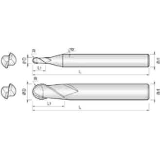 VHM Kugelfräser G-TAC beschichtet 2LCB004008S04 mit G-TAC Beschichtung 0,4mm Durchmesser-Beschreibung lesen