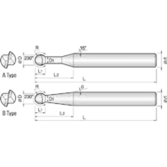 VHM Lollipop Fräser 3D 230° 2DPH080010280 mit TISIN Beschichtung 8mm Durchmesser-Beschreibung lesen
