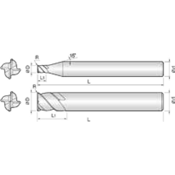 VHM Eckradiusfräser lang 4HCR060020S06 mit TISIN Beschichtung 6mm Durchmesser-Beschreibung lesen