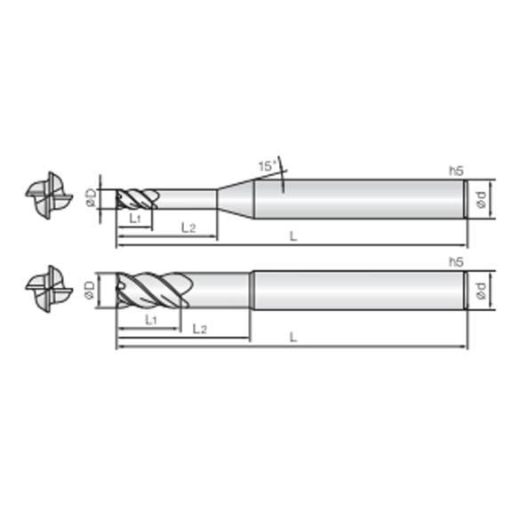 Rippenfräser mit 4 Schneiden 4RES025075S04 mit JCRO Beschichtung 2,5mm Durchmesser-Beschreibung lesen