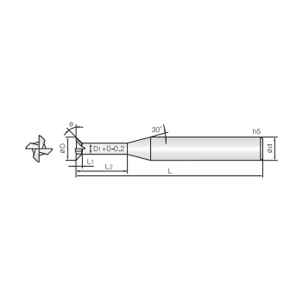 T-Winkelschneider mit 6 Schneiden 6TAN080300280 mit JCRO Beschichtung 8mm Durchmesser-Beschreibung lesen