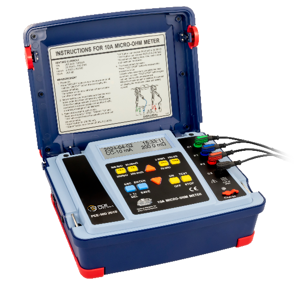 PCE Instruments Mikroohmmeter PCE-MO 2010 Messbereich 0µΩ..200Ω |Teststrom 10 A, 1 A, 100 mA, 10 mA |Auflösung 0,1 µΩ-Beschreibung lesen