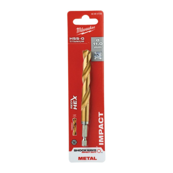 Brocas para metal Shockwave RED HEX HSS-G Tin - Shockwave HSS-G TiN Red Hex 11 mm - 1 pc-Leer más