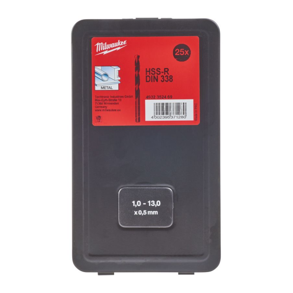 Estuche de brocas para metal HSS estampadas - DIN 338 - HSSR Set - 25 pcs-Leer más