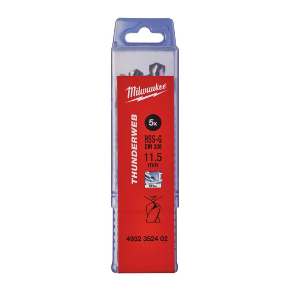 Paquetes de brocas para metal THUNDERWEB - DIN 338 - 5 y 10 unidades - TW 11.5 x 142 - 5 pcs-Leer más