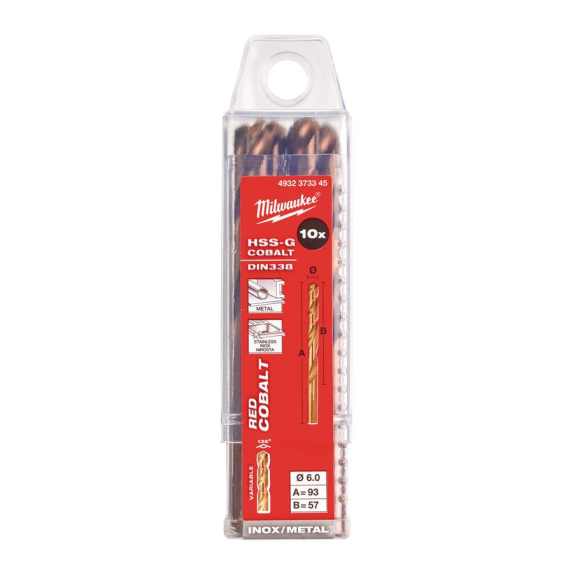 Paquetes de brocas para metal HSS-Co - DIN 338 - 5 y 10 unidades - HSSGC 6.0 x 93 - 10 pcs-Leer más