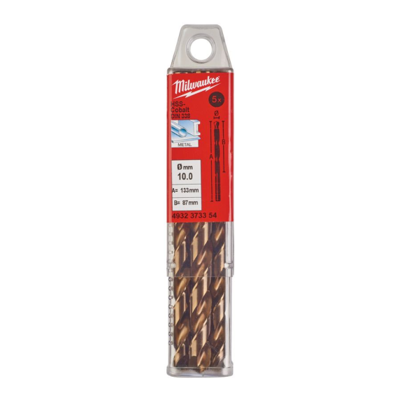 Paquetes de brocas para metal HSS-Co - DIN 338 - 5 y 10 unidades - HSSGC 10.0 x 133 - 5 pcs-Leer más