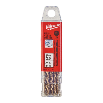 Paquetes de brocas para metal HSS-Co - DIN 338 - 5 y 10 unidades - HSSGC 2.5 x 57 - 10 pcs-Leer más