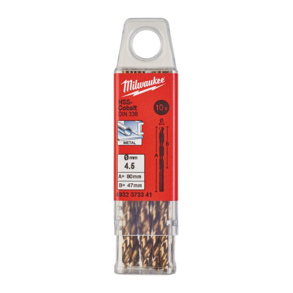 Paquetes de brocas para metal HSS-Co - DIN 338 - 5 y 10 unidades - HSSGC 4.5 x 80 - 10 pcs-Leer más