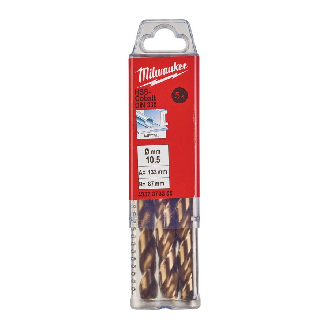 Paquetes de brocas para metal HSS-Co - DIN 338 - 5 y 10 unidades - HSSGC 10.5 x 133 - 5 pcs-Leer más