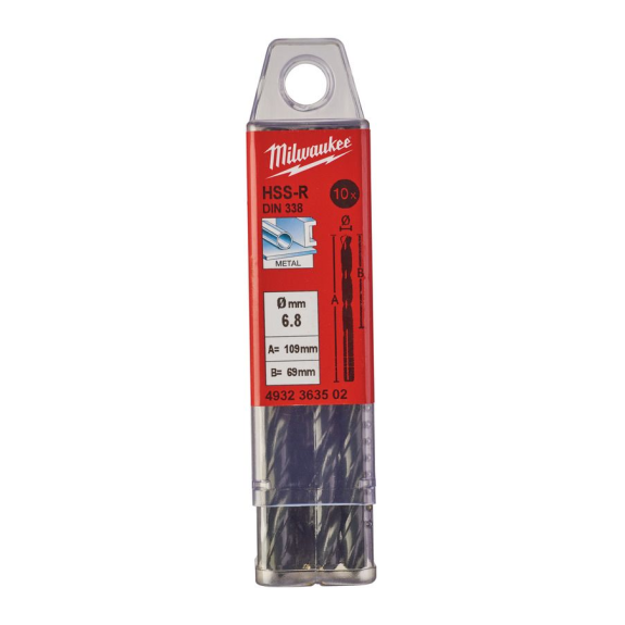 Paquetes de brocas para metal HSS estampadas - DIN 338 - 5 y 10 unidades - HSSR 6.8 x 109 - 10 pcs-Leer más