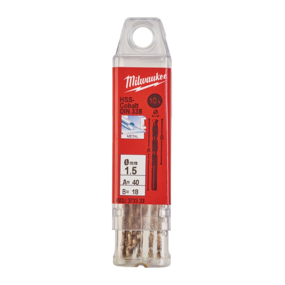 Paquetes de brocas para metal HSS-Co - DIN 338 - 5 y 10 unidades - HSSGC 1.5 x 40 - 10 pcs-Leer más