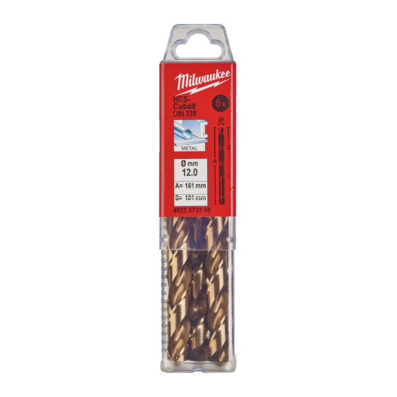 Paquetes de brocas para metal HSS-Co - DIN 338 - 5 y 10 unidades - HSSGC 12.0 x 151 - 5 pcs-Leer más