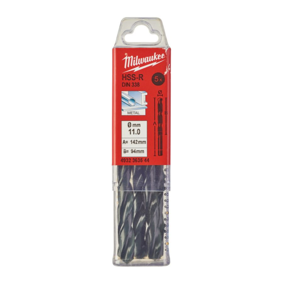 Paquetes de brocas para metal HSS estampadas - DIN 338 - 5 y 10 unidades - HSSR 11.0 x 142 - 5 pcs Paquetes de brocas para metal HSS estampadas - DIN 338 - 5 y 10 unidades - HSSR 11.0 x 142 - 5 pcs-Leer más