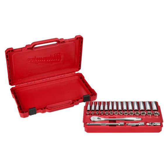 Juegos de vasos y carracas - 3/8 Drive 32 pc Ratchet + Socket Set  Metric-Leer más