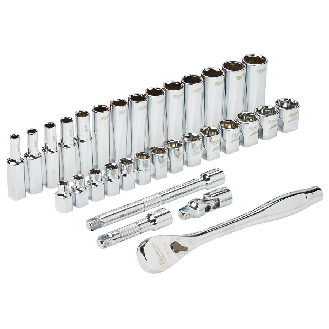 Juegos de vasos y carracas - 3/8 Drive 32 pc Ratchet + Socket Set  Metric-Leer más