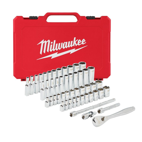 Juegos de vasos y carracas - 3/8 Drive 56 pc Ratchet + Socket Set SAE + Metric-Leer más