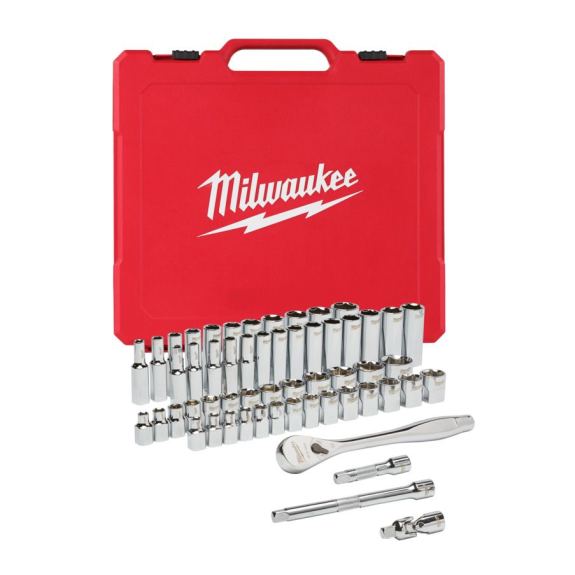 Juegos de vasos y carracas - 3/8 Drive 56 pc Ratchet + Socket Set SAE + Metric-Leer más