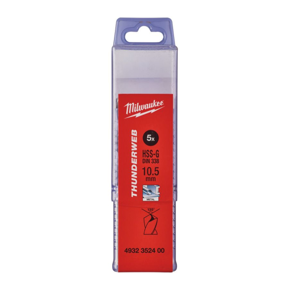 Paquetes de brocas para metal THUNDERWEB - DIN 338 - 5 y 10 unidades - TW 10.5 x 133 - 5 pcs-Leer más