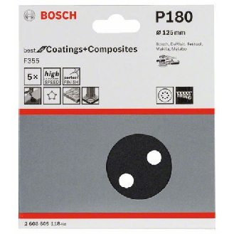 Schleifblatt F355, 125 mm, 180, 8 Löcher, Klett, 5er-Pack-Beschreibung lesen