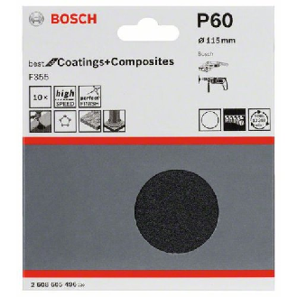 Schleifblatt Papier F355, 115 mm, 60, ungelocht, Klett, 10er-Pack-Beschreibung lesen