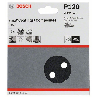 Schleifblatt F355, 125 mm, 120, 8 Löcher, Klett, 5er-Pack-Beschreibung lesen