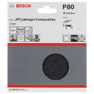 Schleifblatt Papier F355, 115 mm, 80, ungelocht, Klett, 10er-Pack-Beschreibung lesen