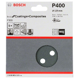 Schleifblatt F355, 125 mm, 400, 8 Löcher, Klett, 5er-Pack-Beschreibung lesen