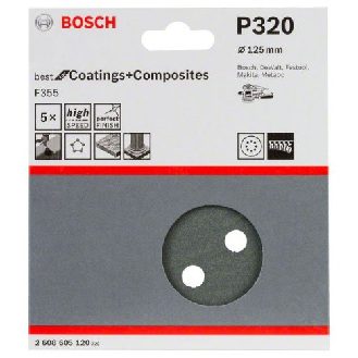 Schleifblatt F355, 125 mm, 320, 8 Löcher, Klett, 5er-Pack-Beschreibung lesen