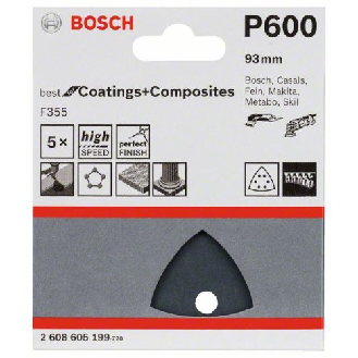 Schleifblatt F355, 93 mm, 600, 6 Löcher, Klett, 5er-Pack-Beschreibung lesen