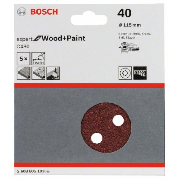 Schleifblatt C430, 115 mm, 40, 8 Löcher, Klett, 5er-Pack Schleifblatt C430, 115 mm, 40, 8 Löcher, Klett, 5er-Pack-Beschreibung lesen