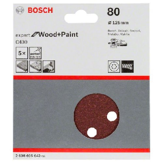 Schleifblatt C430, 125 mm, 80, 8 Löcher, Klett, 5er-Pack-Beschreibung lesen