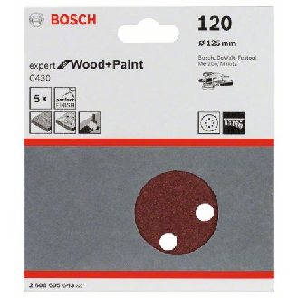 Schleifblatt C430, 125 mm, 120, 8 Löcher, Klett, 5er-Pack-Beschreibung lesen