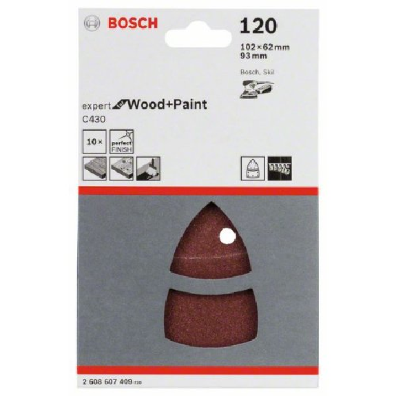 Schleifblatt C430, 10-teilig, 102 x 62, 93 mm, 120, 11 Löcher Schleifblatt C430, 10-teilig, 102 x 62, 93 mm, 120, 11 Löcher-Beschreibung lesen