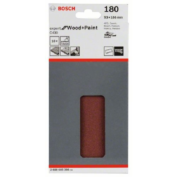 Schleifblatt C430, 93 x 186 mm, 180, 8 Löcher, 10er-Pack Schleifblatt C430, 93 x 186 mm, 180, 8 Löcher, 10er-Pack-Beschreibung lesen