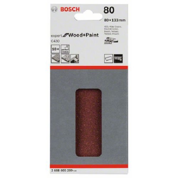 Schleifblatt C430, 80 x 133 mm, 80, 8 Löcher, Klett, 10er-Pack-Beschreibung lesen