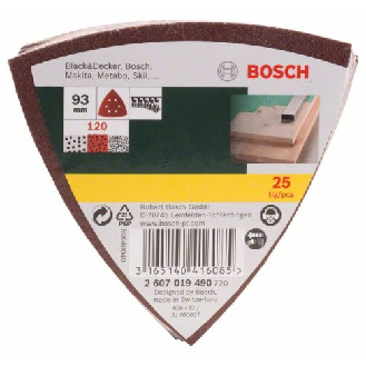 Schleifblatt-Set für Deltaschleifer, 25-teilig, 6 Löcher, 93 mm, 120-Beschreibung lesen